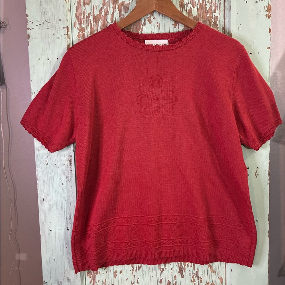Women’s Alfred Dunner red knit floral short sleeve